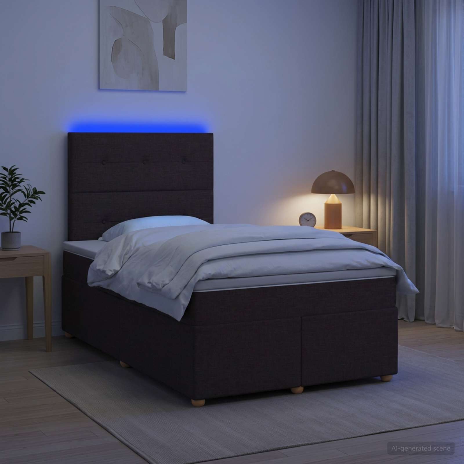 Boxspring krevet s madracem Tamno smeđa 120 x 190 cm Tkanina