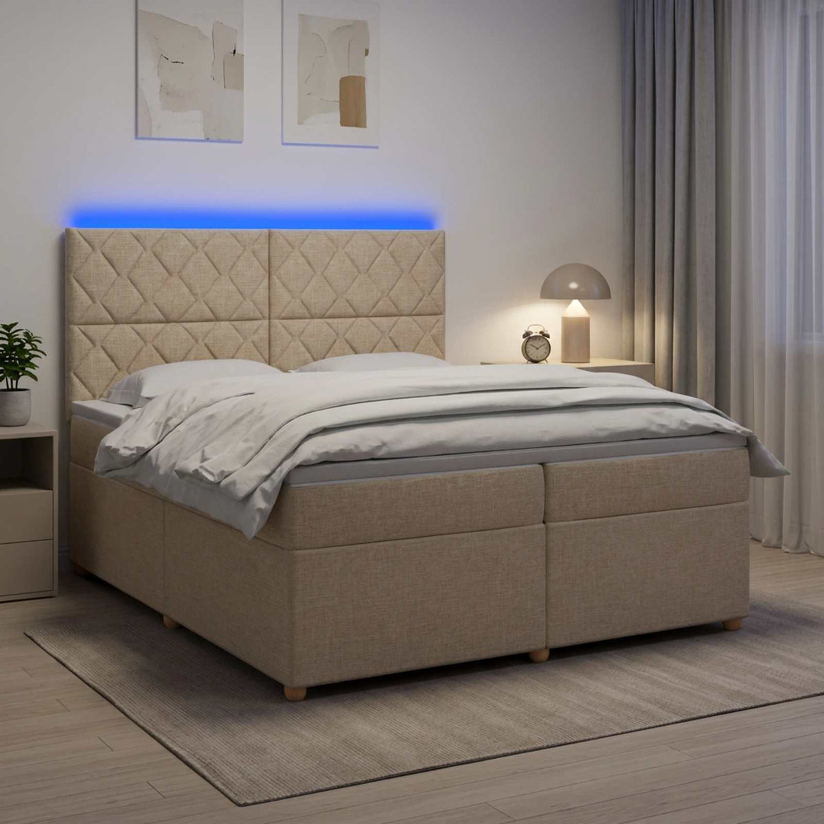 Boxspring krevet s madracem Krem 200 x 200 cm Tkanina