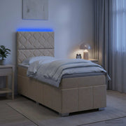 LED okvir za krevet s madracem Krem 100 x 200 cm Tkanina
