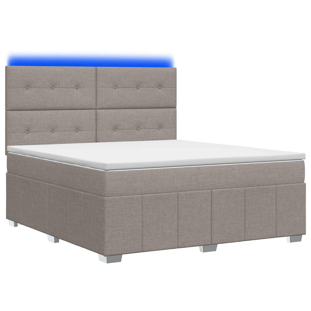 LED okvir za krevet s madracem Sivosmeđa 140 x 190 cm Tkanina
