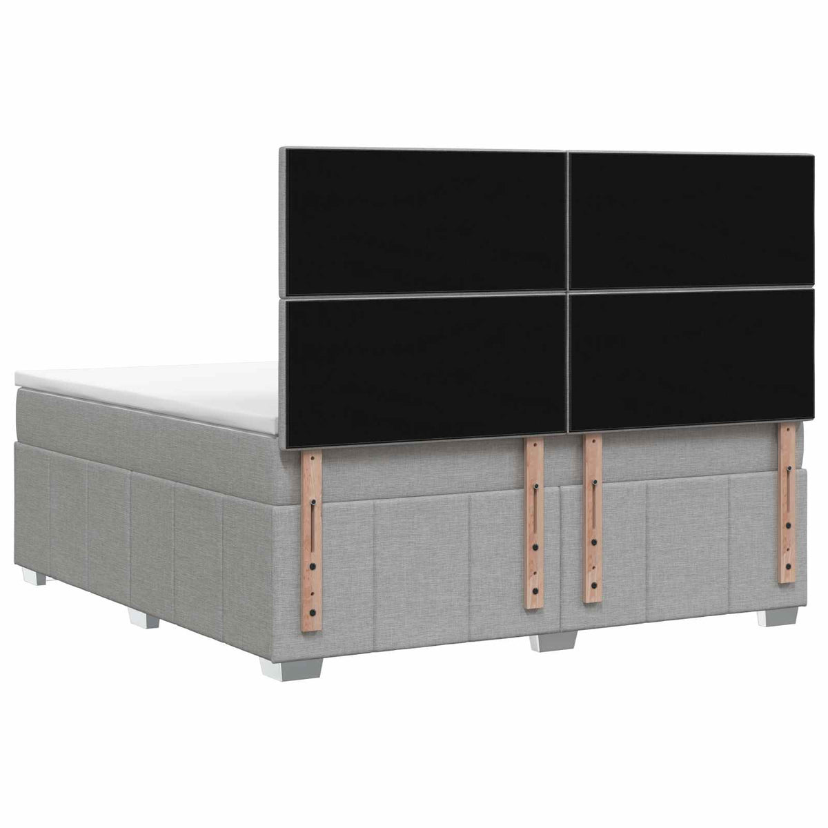 LED okvir za krevet s madracem Svjetlosiva 160 x 200 cm Tkanina