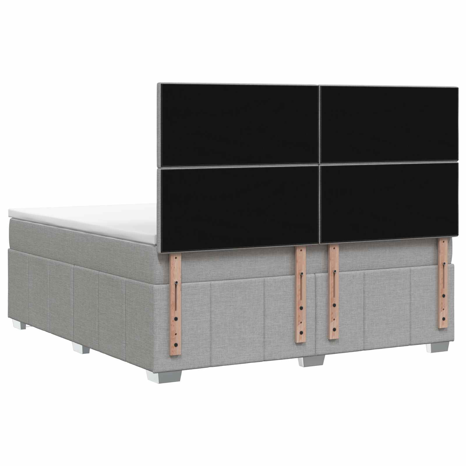 LED okvir za krevet s madracem Svjetlosiva 160 x 200 cm Tkanina