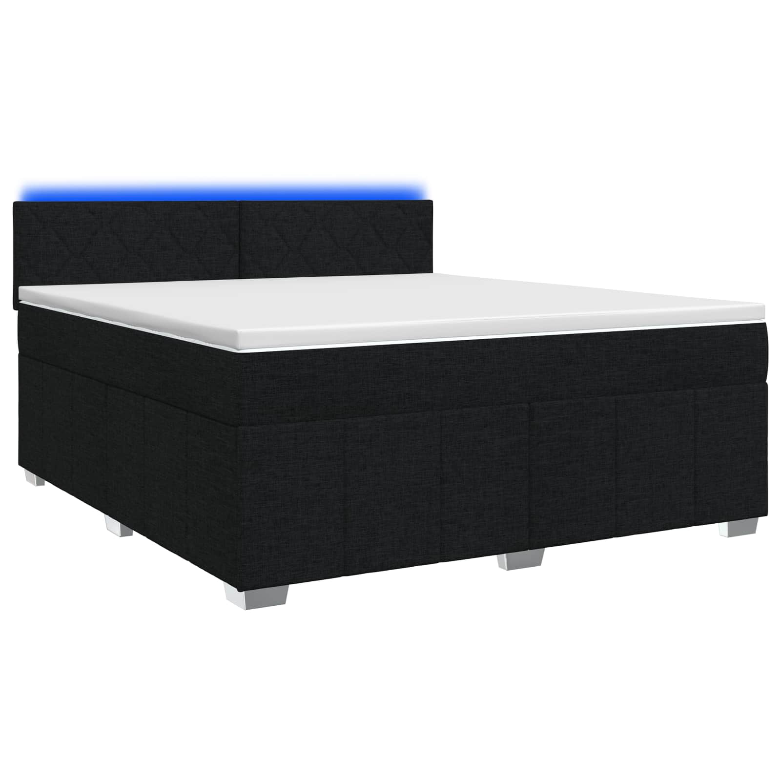 LED okvir za krevet s madracem Crna 160 x 200 cm Tkanina