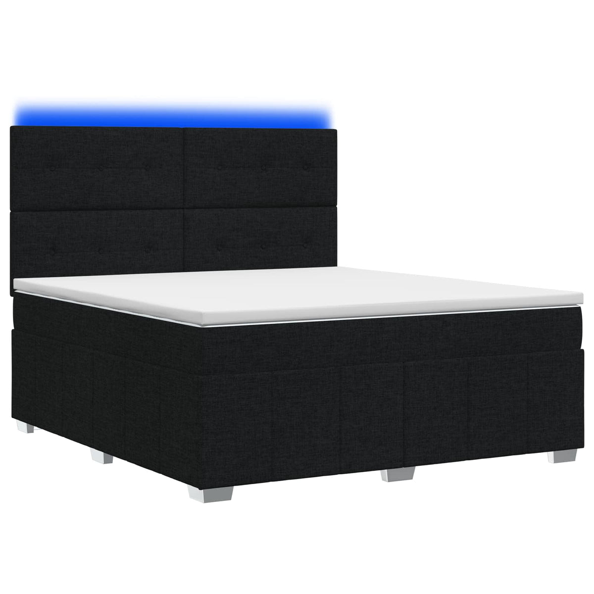 LED okvir za krevet s madracem Crna 180 x 200 cm Tkanina