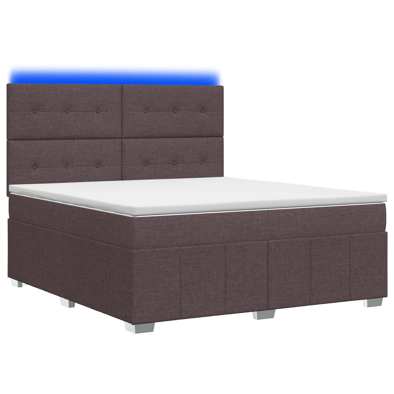 LED okvir za krevet s madracem Tamno smeđa 180 x 200 cm Tkanina