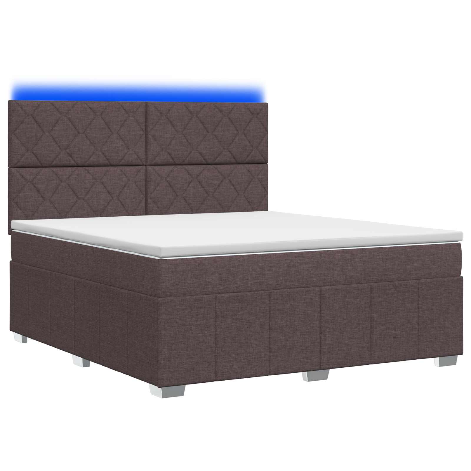 LED okvir za krevet s madracem Tamno smeđa 180 x 200 cm Tkanina