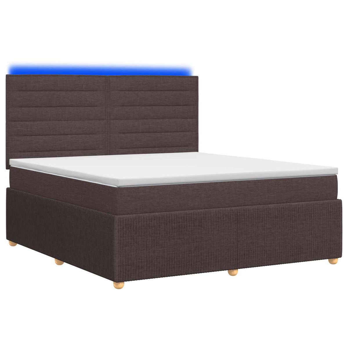 LED okvir za krevet s madracem Tamno smeđa 140 x 190 cm Tkanina