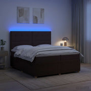 LED okvir za krevet s madracem Tamno smeđa 200 x 200 cm Tkanina