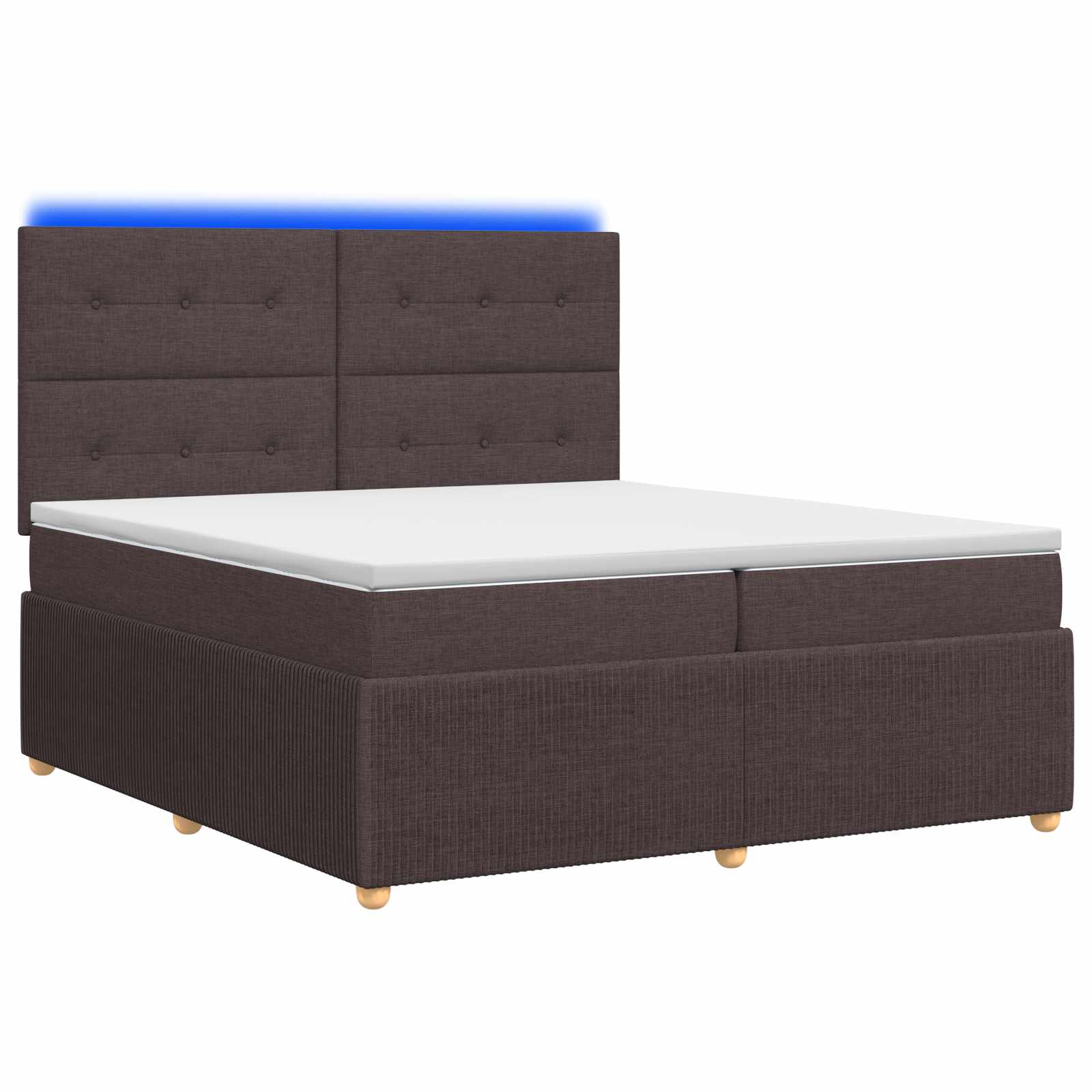 LED okvir za krevet s madracem Tamno smeđa 200 x 200 cm Tkanina