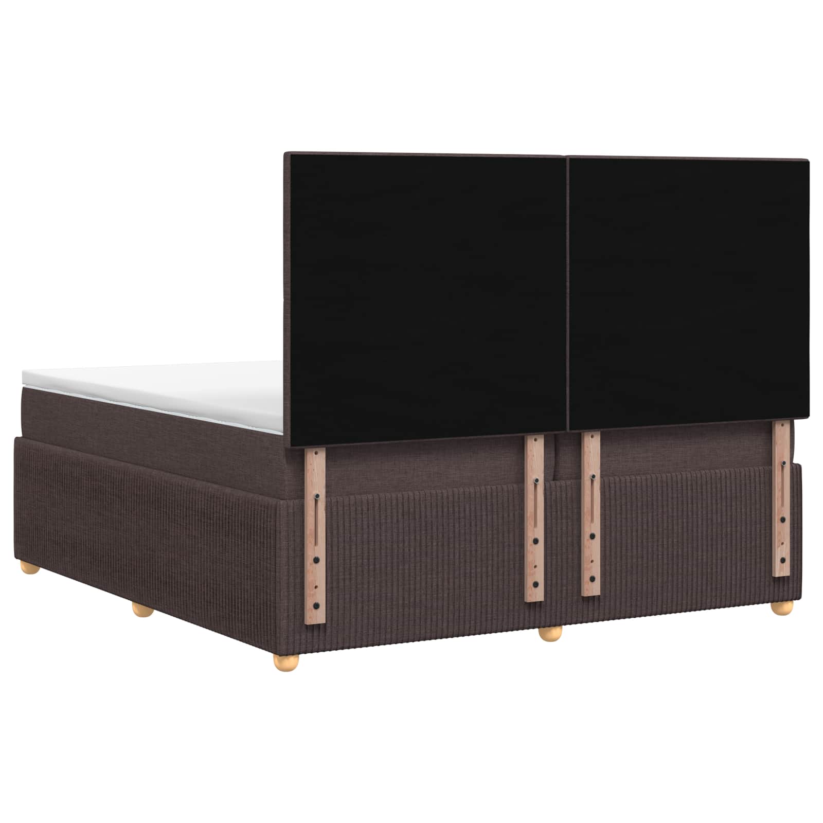 LED okvir za krevet s madracem Tamno smeđa 200 x 200 cm Tkanina