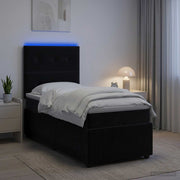 LED okvir za krevet s madracem Crna 90 x 200 cm Baršun