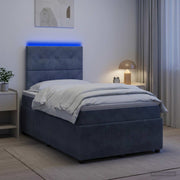 LED okvir za krevet s madracem Tamnosiva 120 x 200 cm Baršun