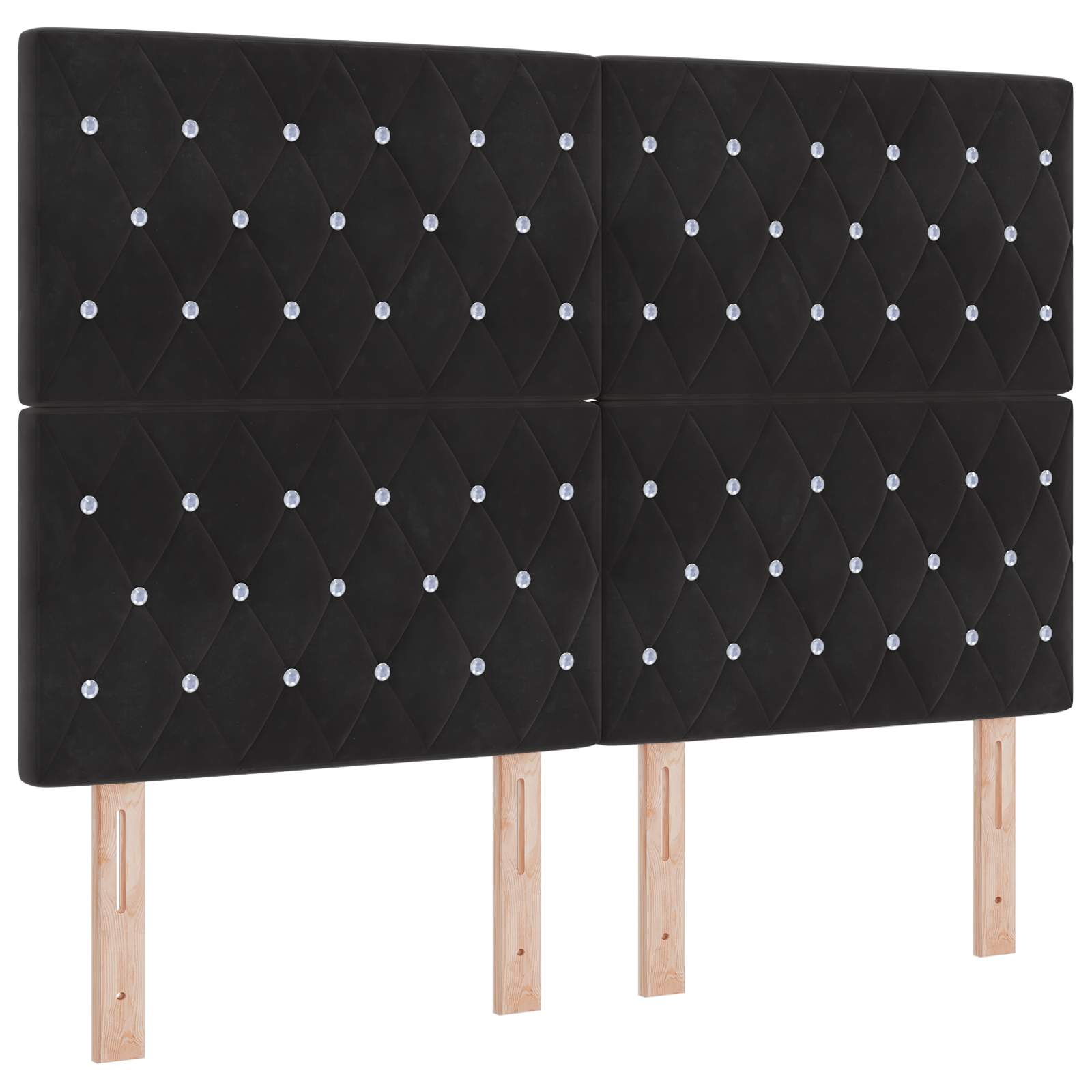 LED okvir za krevet s madracem Crna 140 x 200 cm Baršun