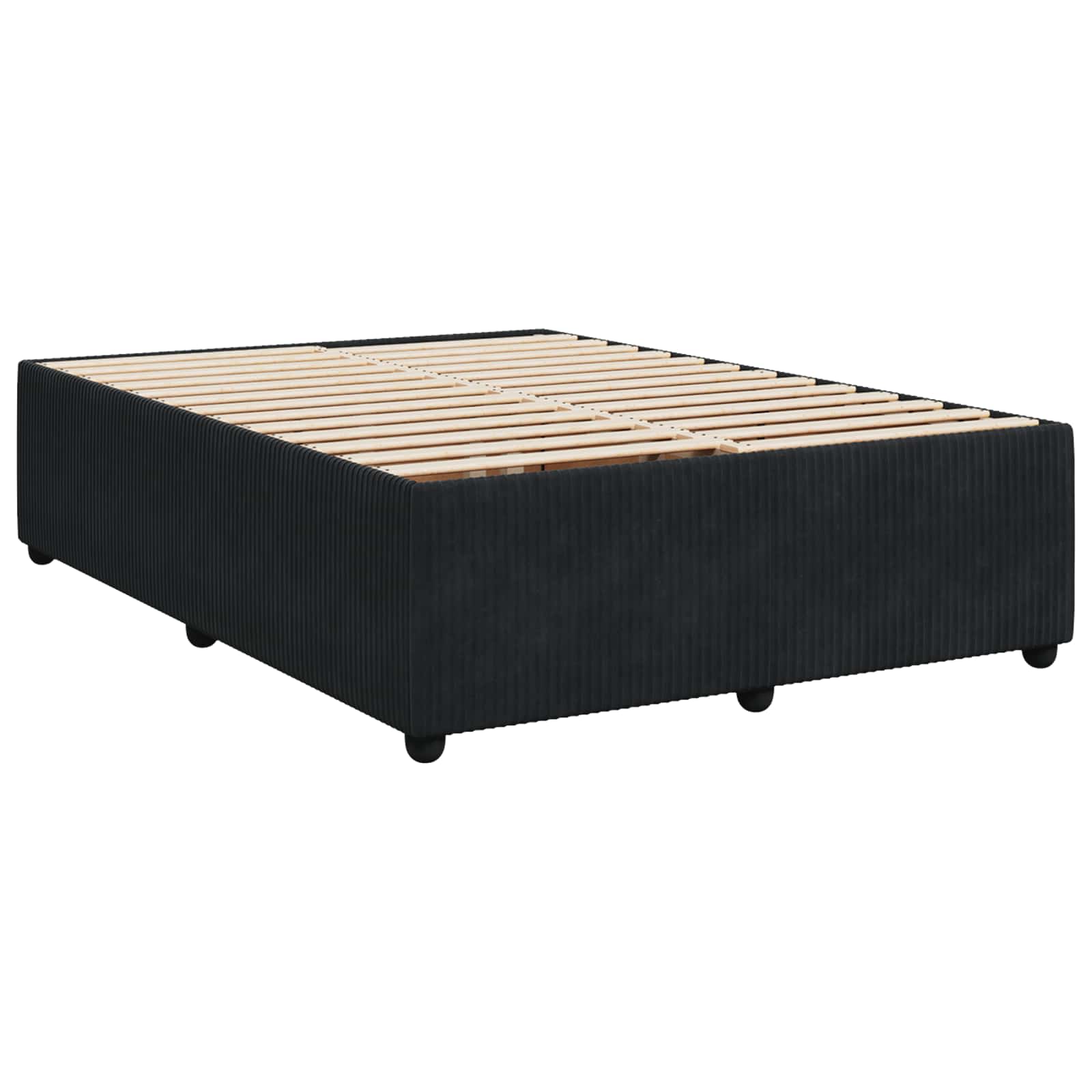 LED okvir za krevet s madracem Crna 140 x 200 cm Baršun