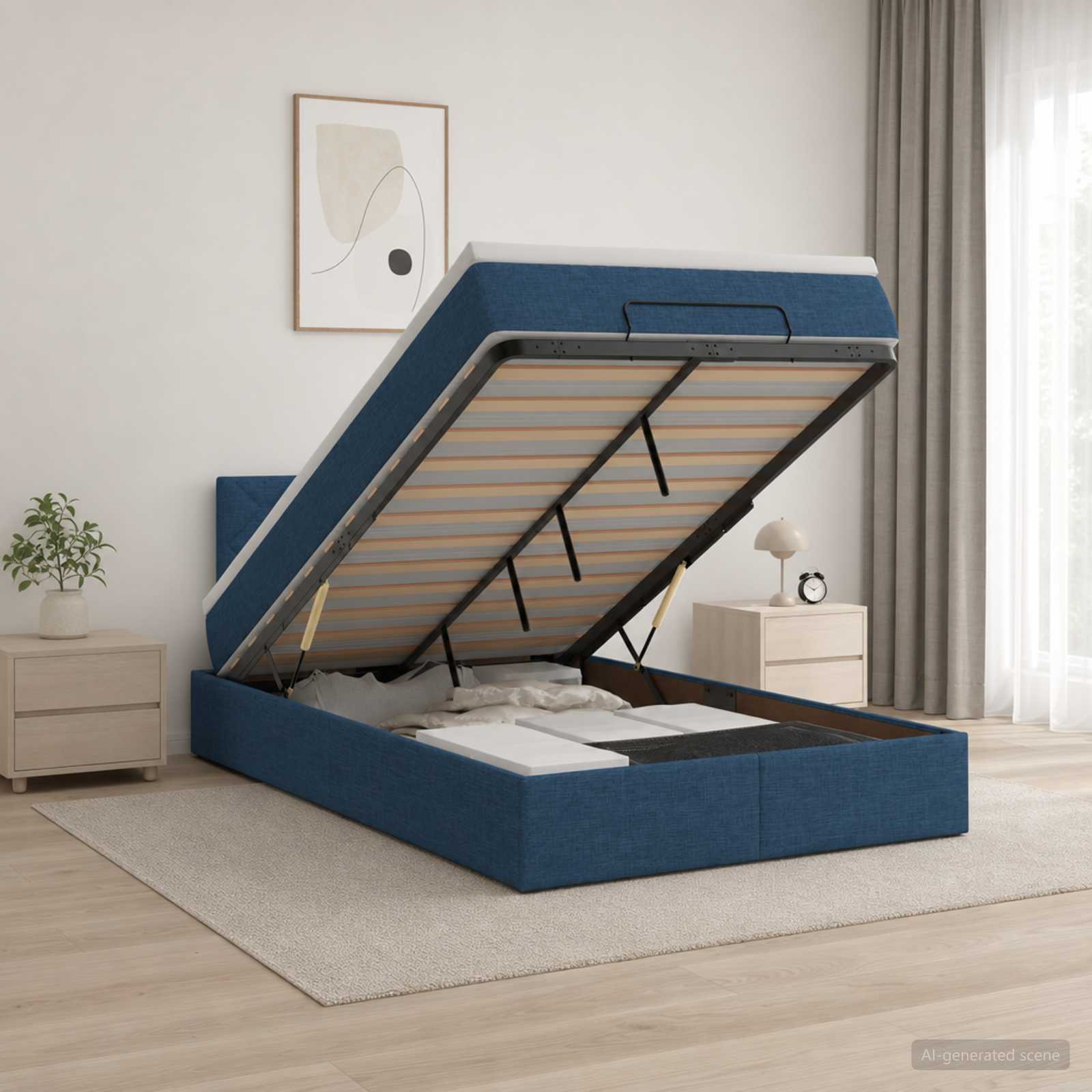 Krevet od pjene s madracem i LED-om Plava 120 x 200 cm Tkanina