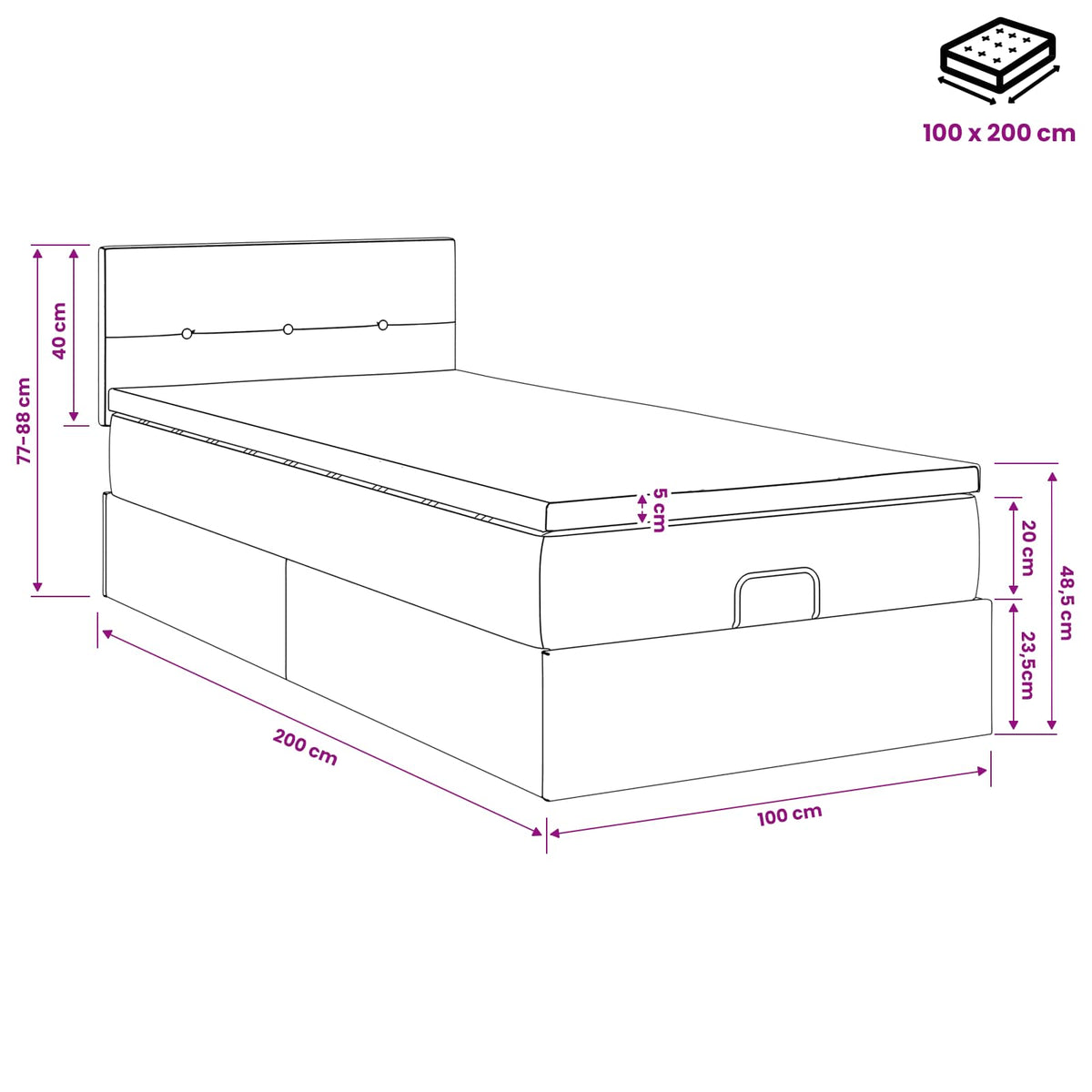 Krevet od pjene s madracem i LED-om Tamno smeđa 100 x 200 cm