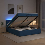 Krevet od pjene s madracem i LED-om Plava 200 x 200 cm Tkanina