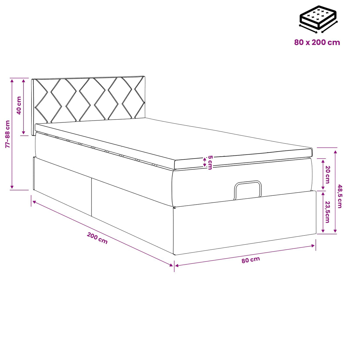 Krevet od pjene s madracem i LED-om Sivosmeđa 80 x 200 cm