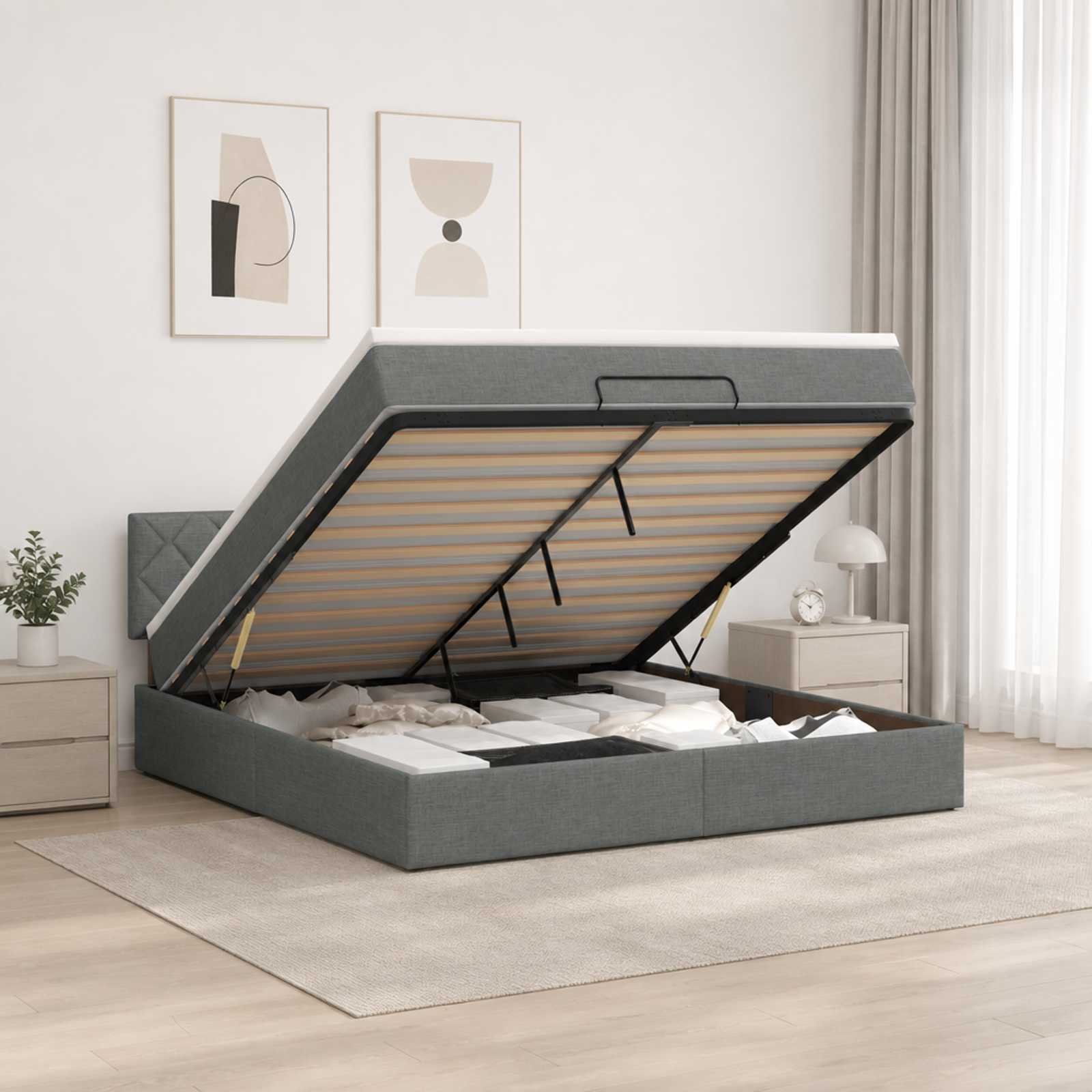Krevet od pjene s madracem i LED-om Tamnosiva 140 x 190 cm
