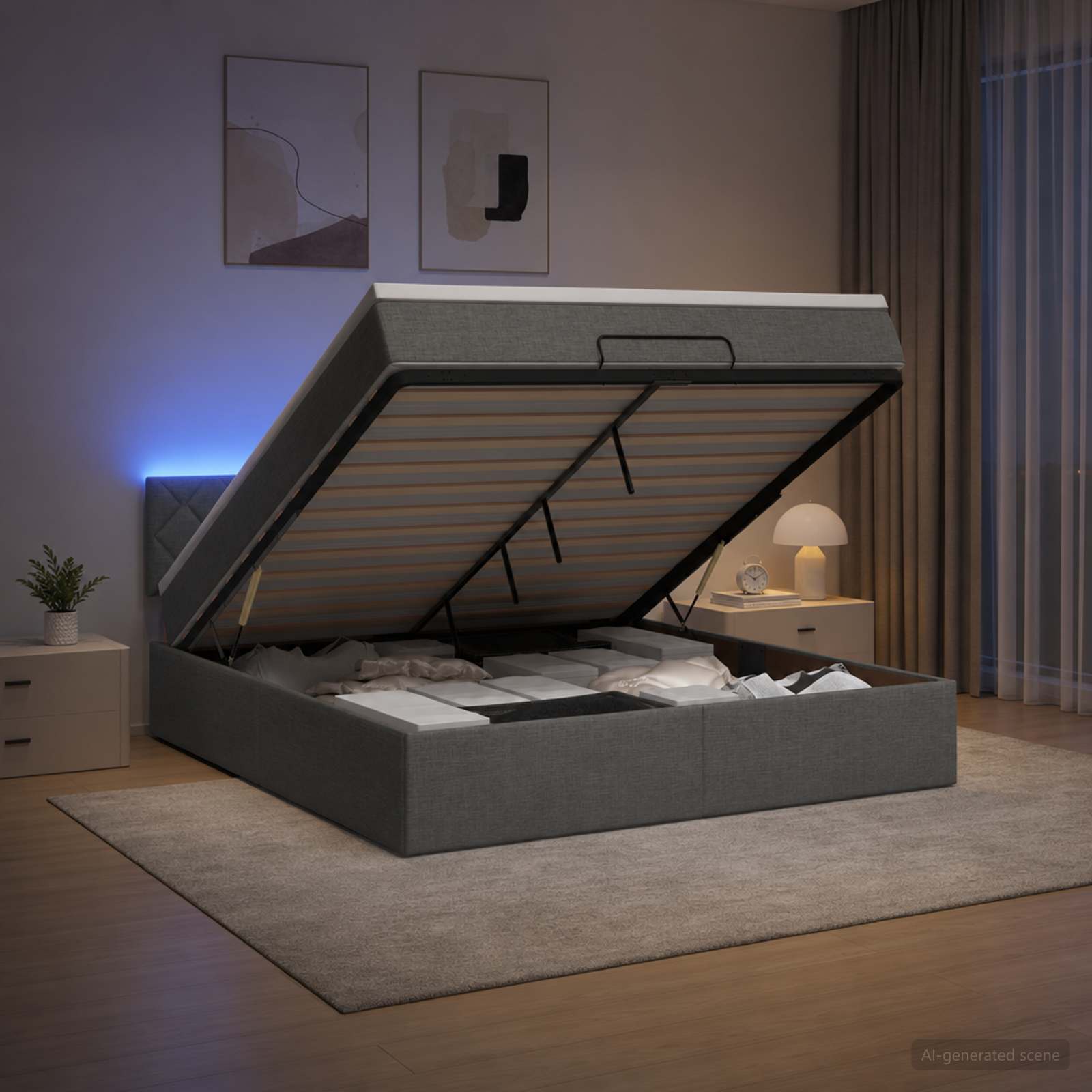 Krevet od pjene s madracem i LED-om Tamnosiva 140 x 190 cm