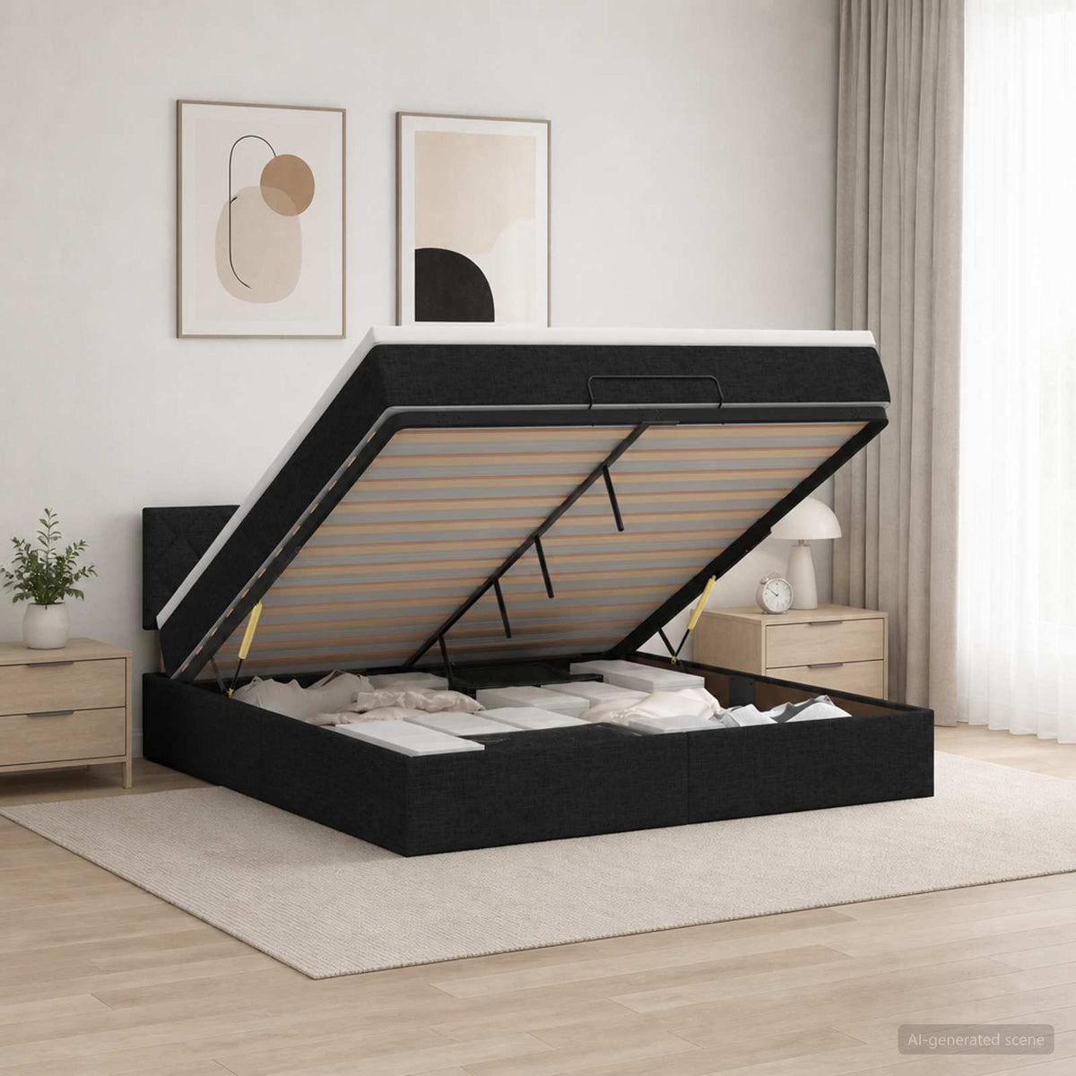 Krevet od pjene s madracem i LED-om Crna 140 x 190 cm Tkanina