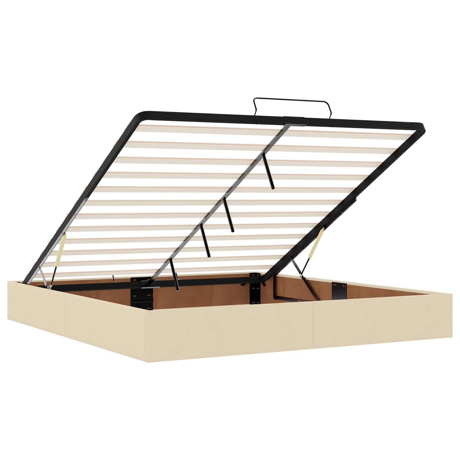 Krevet od pjene s madracem i LED-om Krem 200 x 200 cm Tkanina