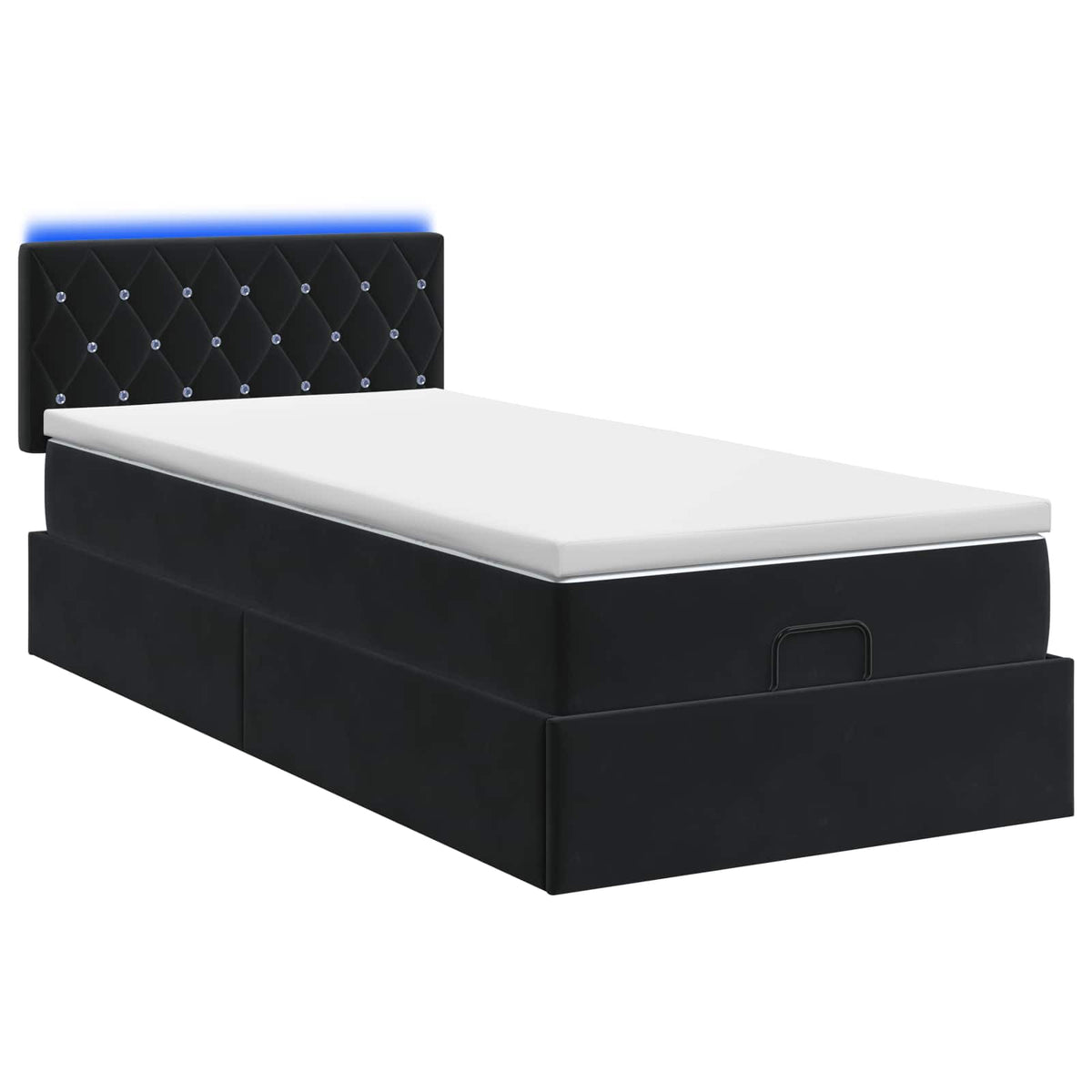 Krevet od pjene s madracem i LED-om Crna 90 x 200 cm Baršun