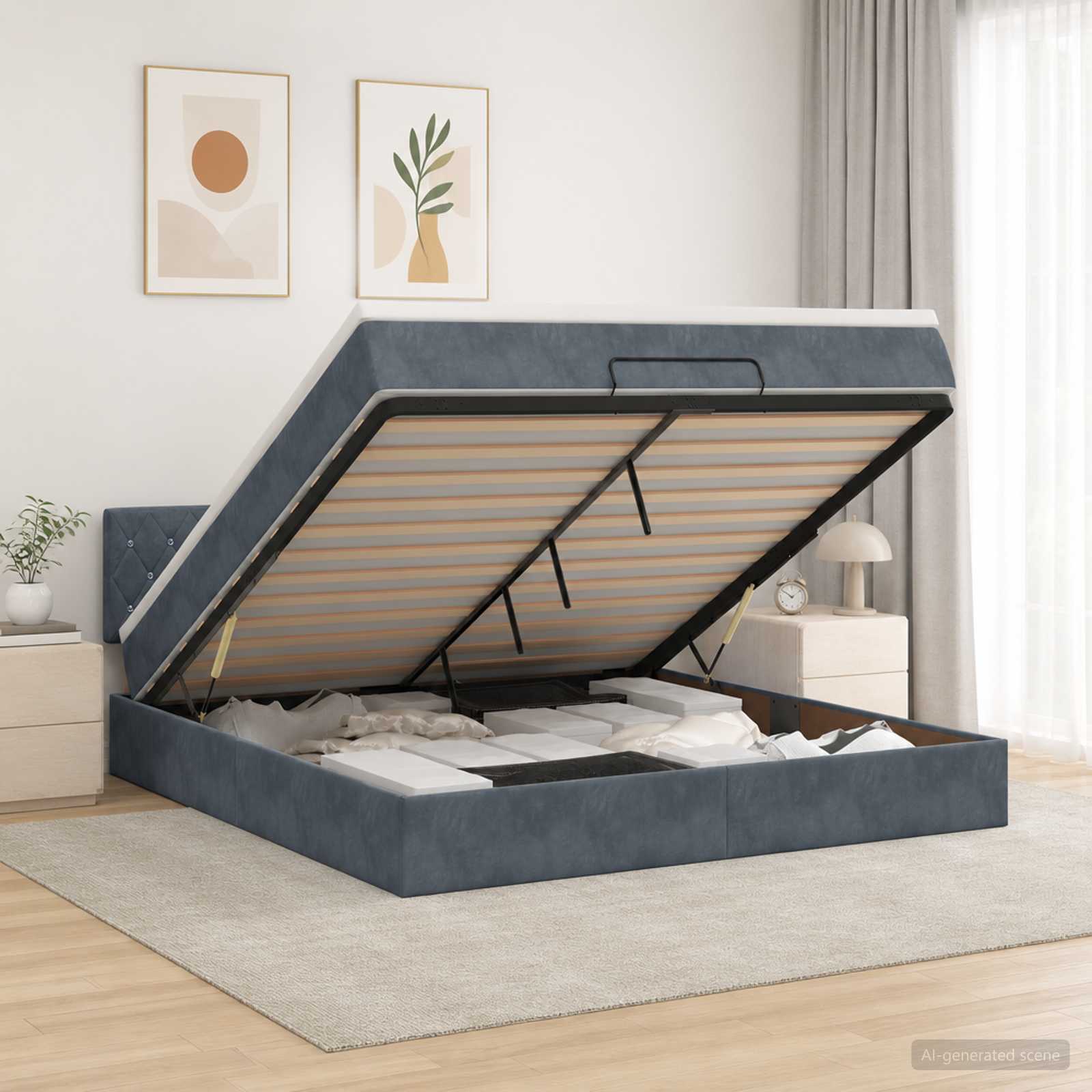 Krevet od pjene s madracem i LED-om Tamnosiva 140 x 190 cm
