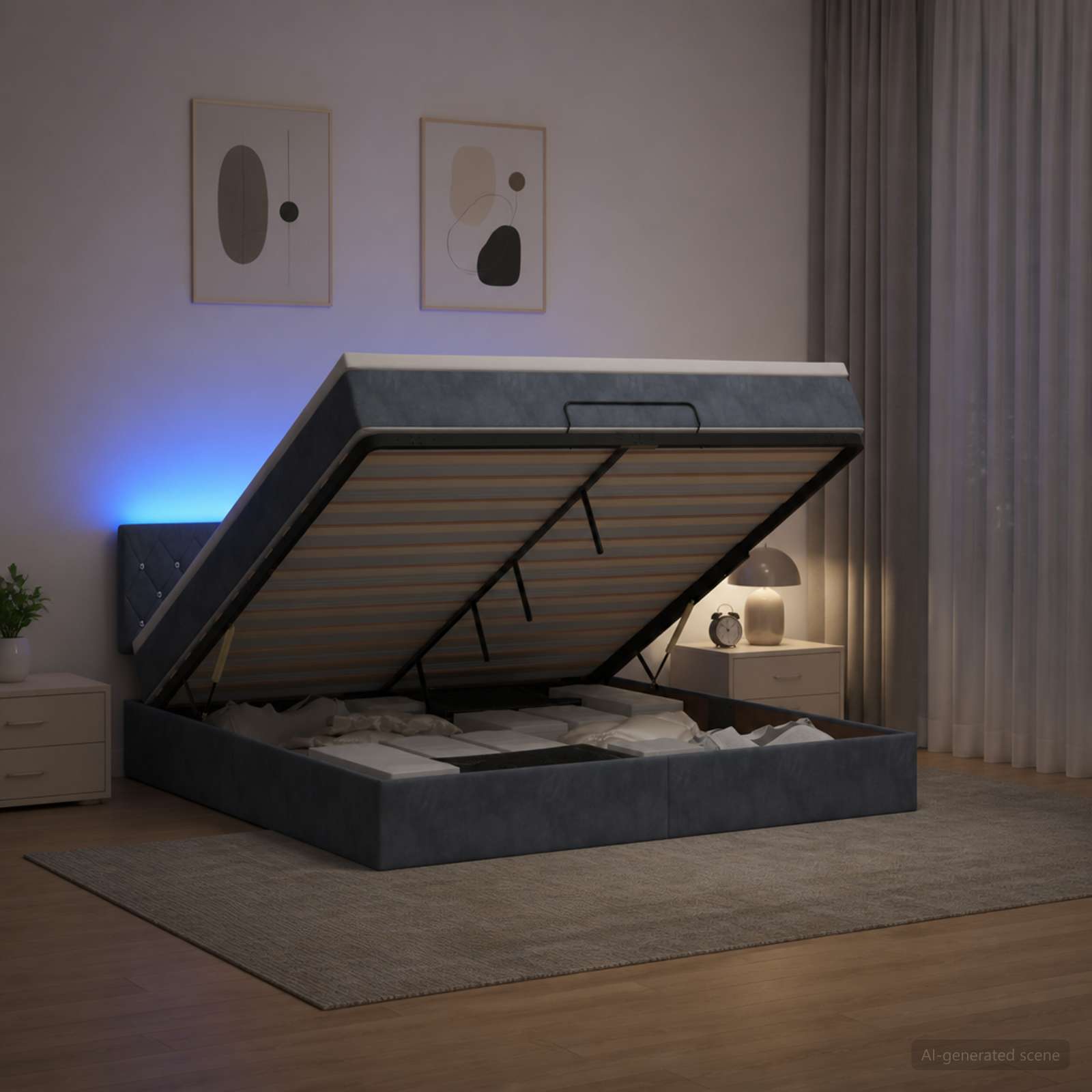 Krevet od pjene s madracem i LED-om Tamnosiva 140 x 190 cm
