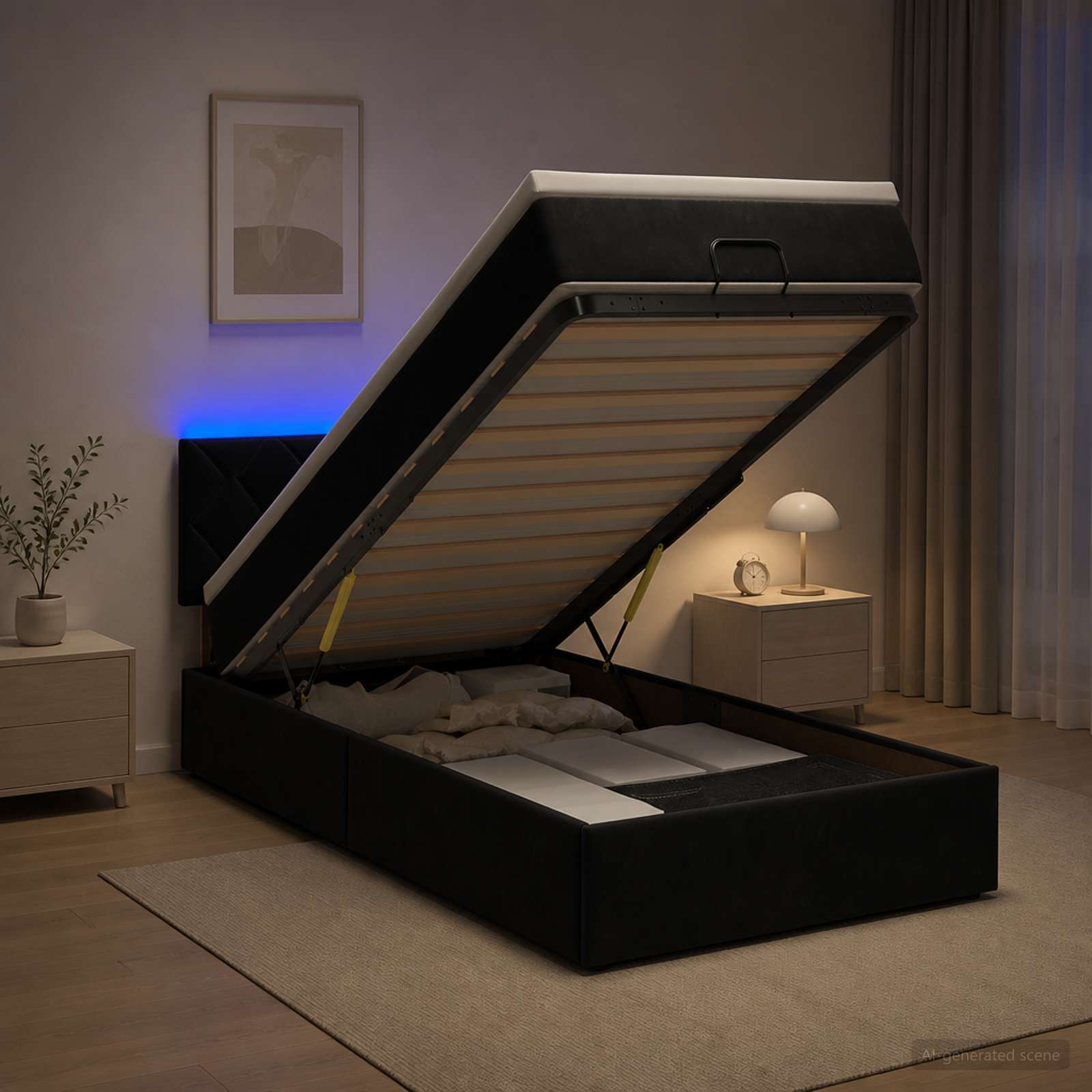 Krevet od pjene s madracem i LED-om Crna 80 x 200 cm Baršun