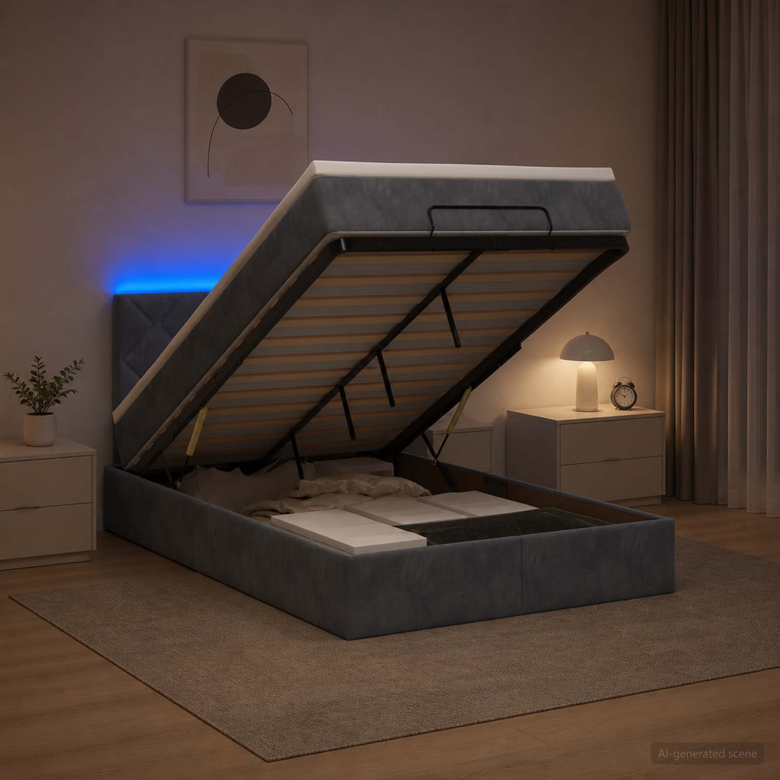 Krevet od pjene s madracem i LED-om Tamnosiva 120 x 190 cm