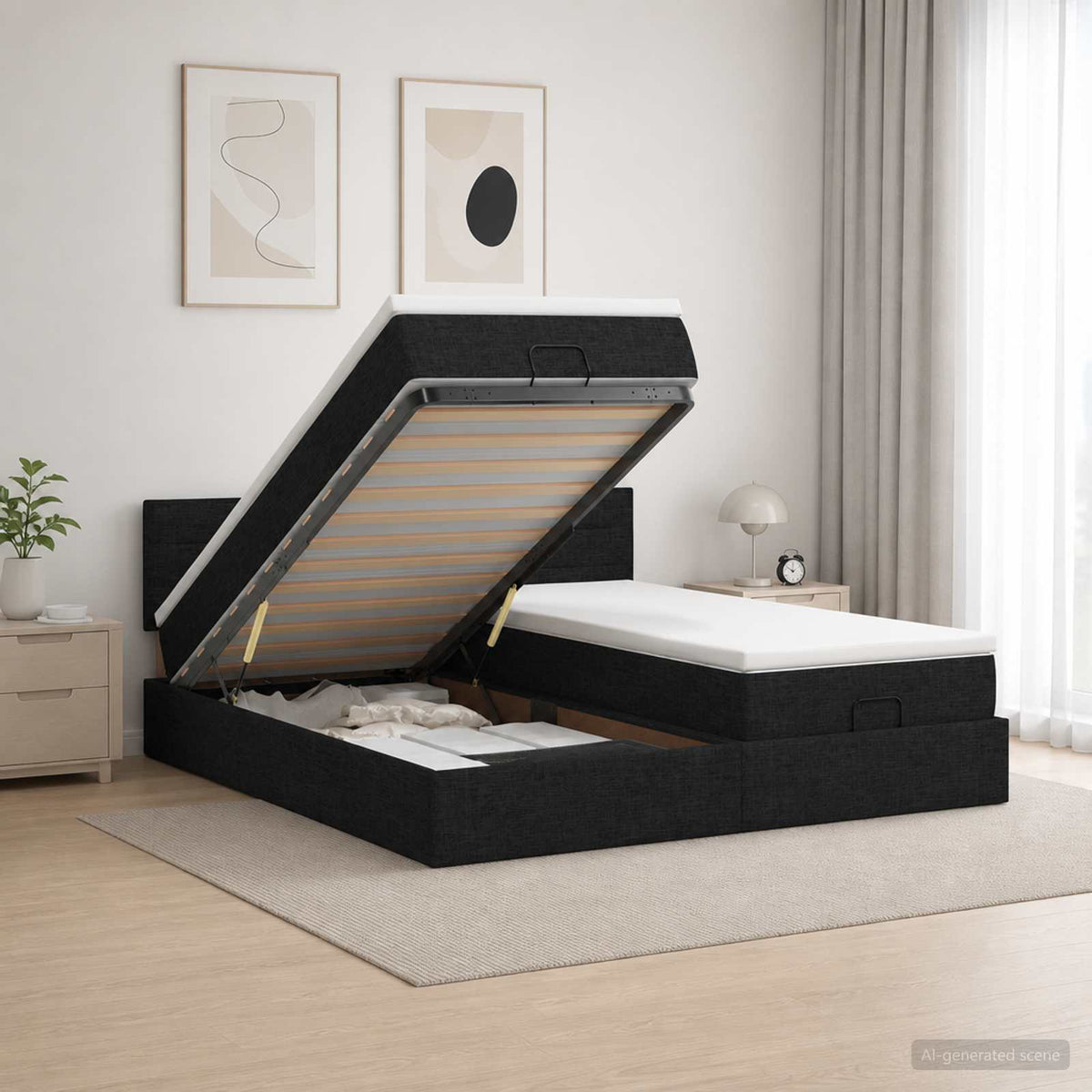Krevet od pjene s madracem i LED-om Crna 180 x 200 cm Tkanina