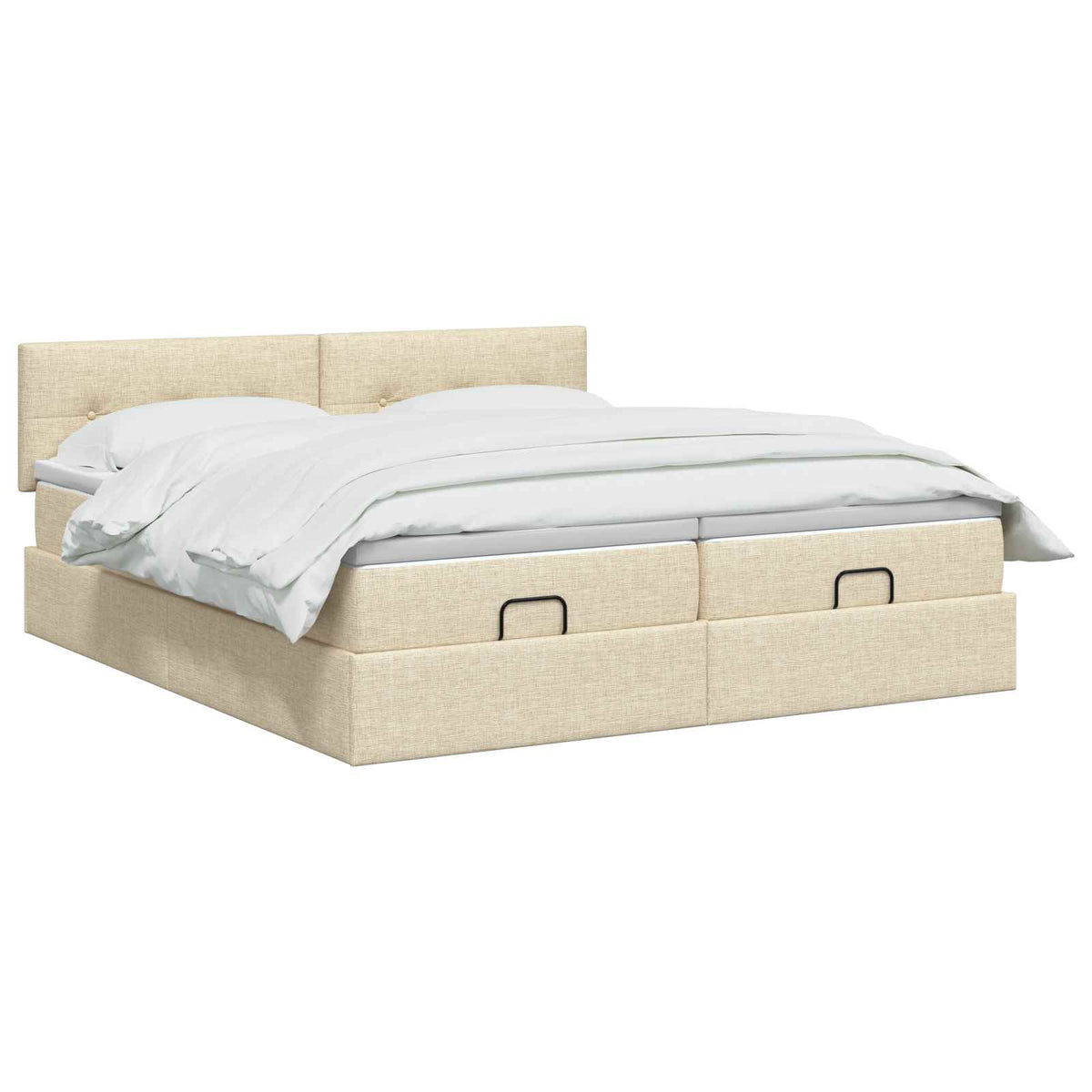 Krevet od pjene s madracem i LED-om Krem 160 x 200 cm Tkanina
