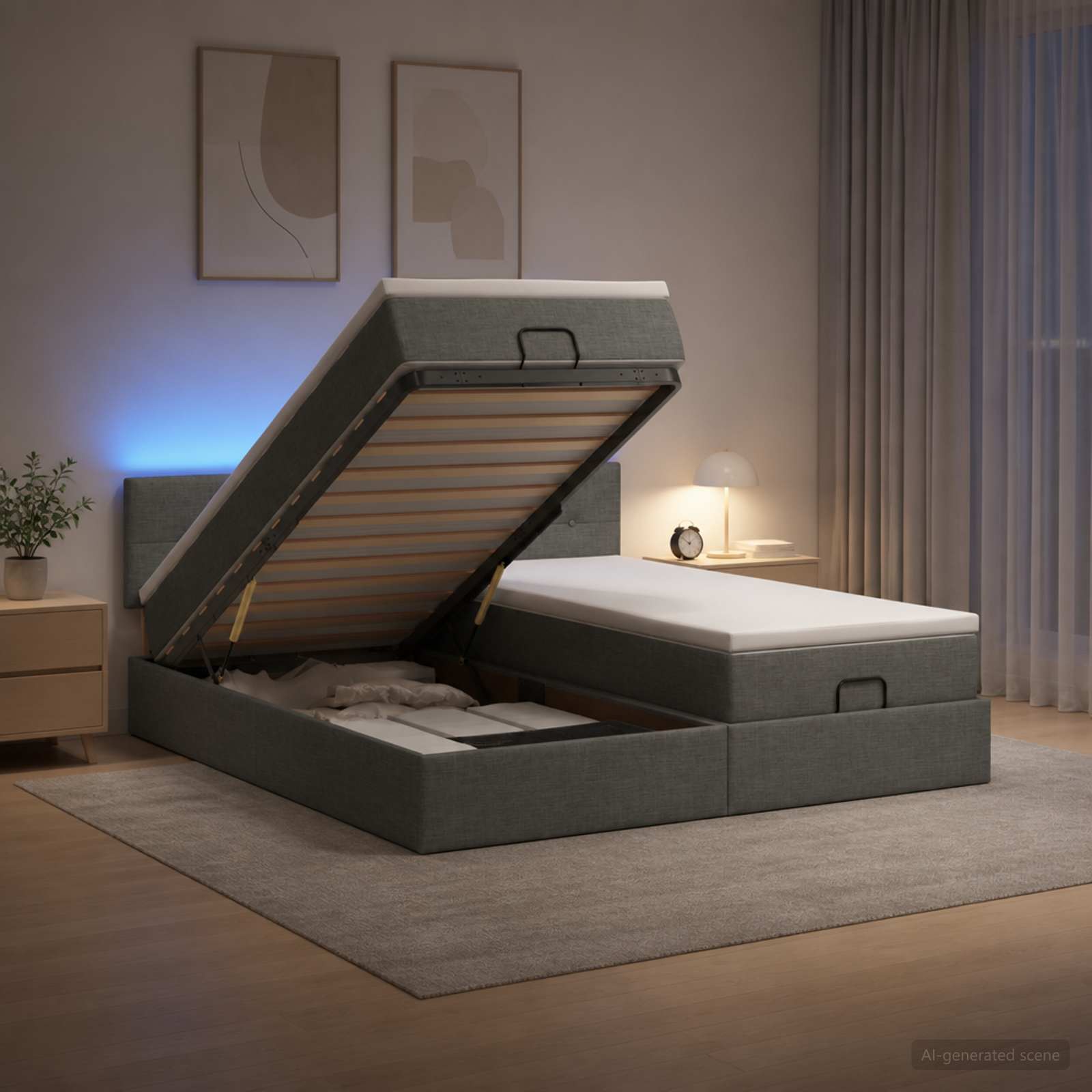 Krevet od pjene s madracem i LED-om Tamnosiva 180 x 200 cm
