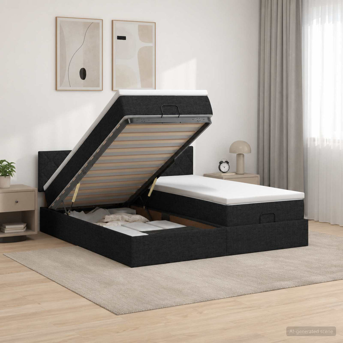 Krevet od pjene s madracem i LED-om Crna 180 x 200 cm Tkanina