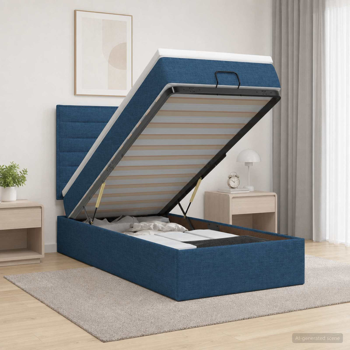Krevet od pjene s madracem i LED-om Plava 80 x 200 cm Tkanina