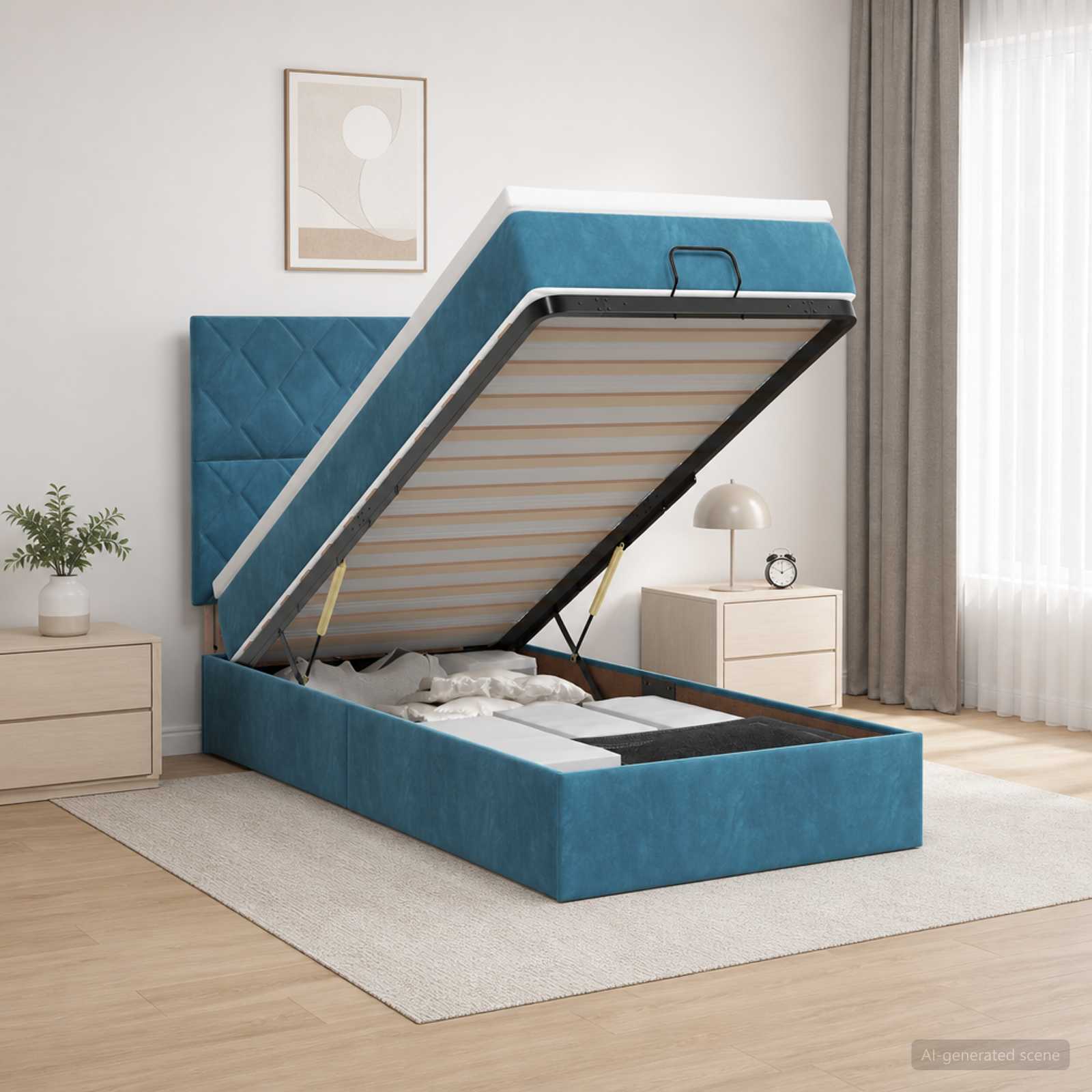 Krevet od pjene s madracem i LED-om Tamno plava 100 x 200 cm