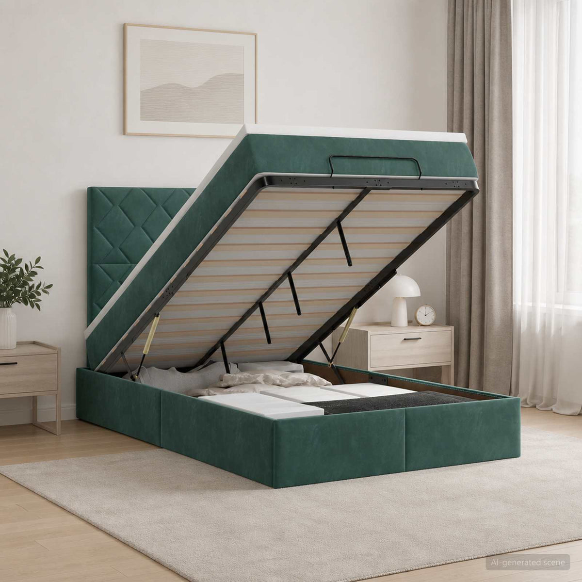 Krevet od pjene s madracem i LED-om Tamnozelena 120 x 190 cm