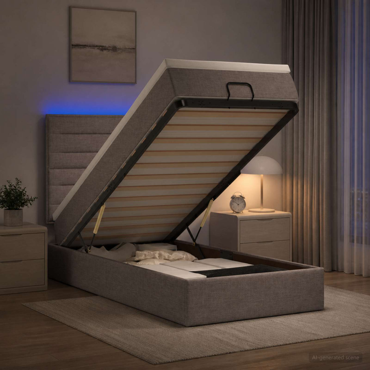 Krevet od pjene s madracem i LED-om Sivosmeđa 90 x 190 cm