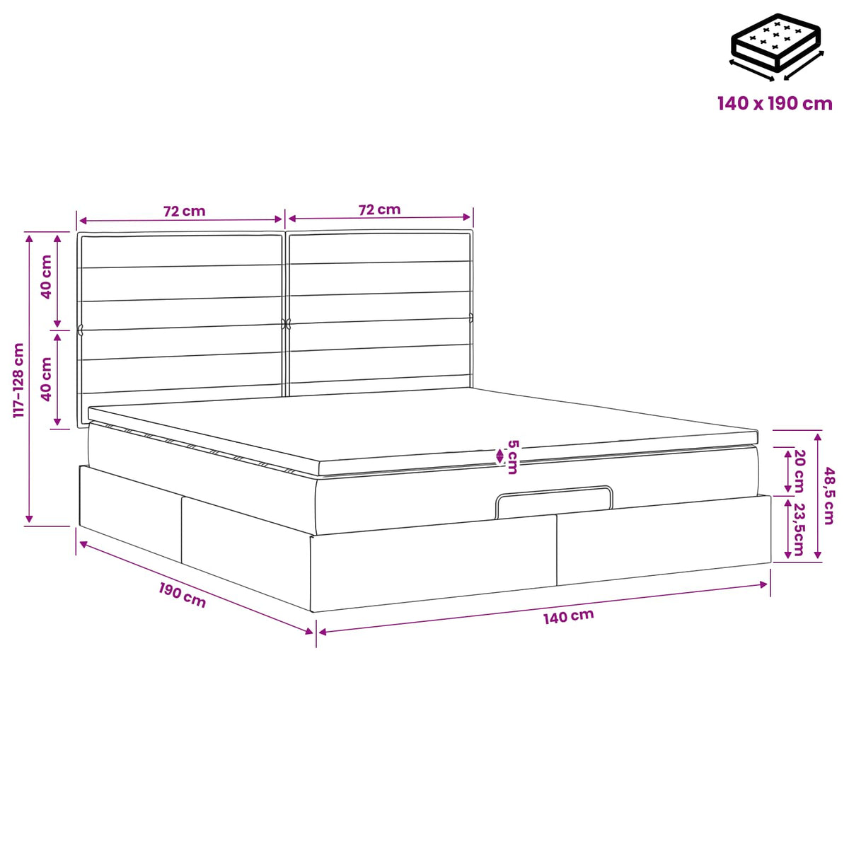 Krevet od pjene s madracem i LED-om Sivosmeđa 140 x 190 cm