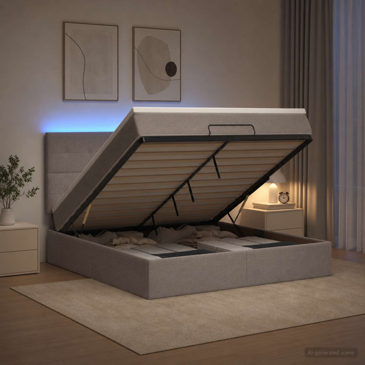 Krevet od pjene s madracem i LED-om Sivosmeđa 140 x 190 cm
