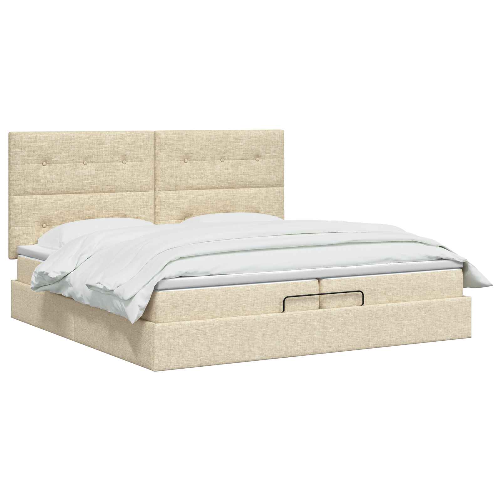 Krevet od pjene s madracem i LED-om Krem 200 x 200 cm Tkanina