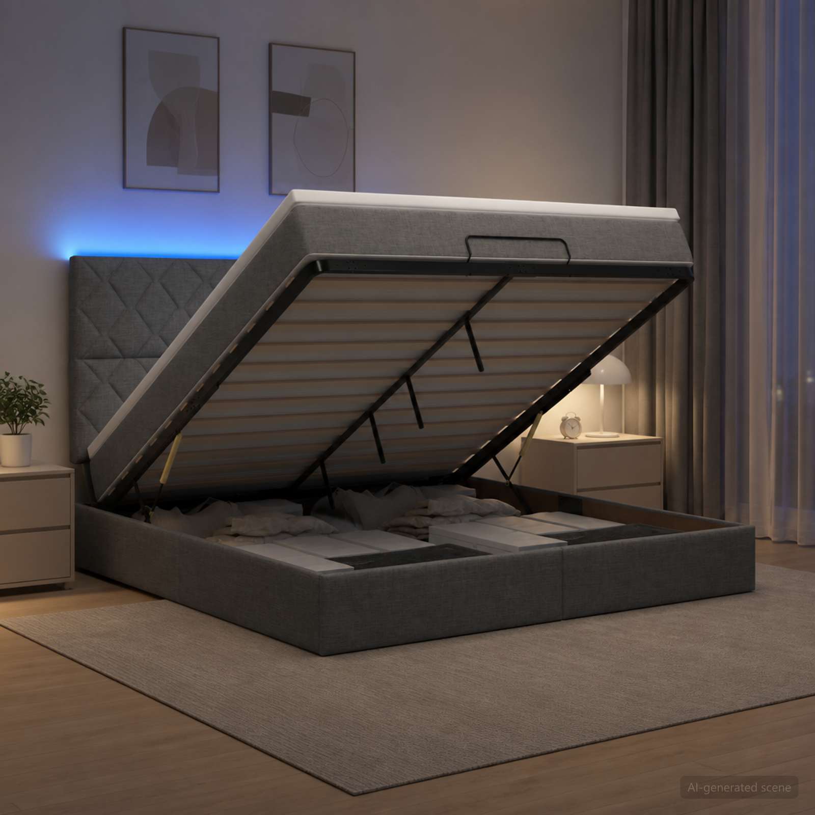 Krevet od pjene s madracem i LED-om Tamnosiva 160 x 200 cm