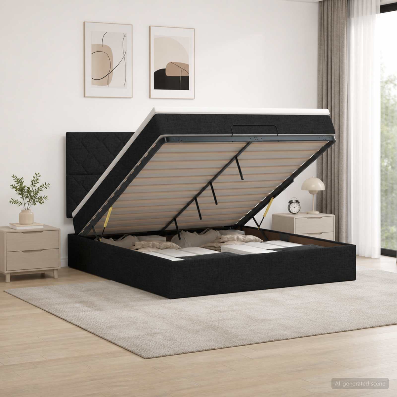 Krevet od pjene s madracem i LED-om Crna 160 x 200 cm Tkanina