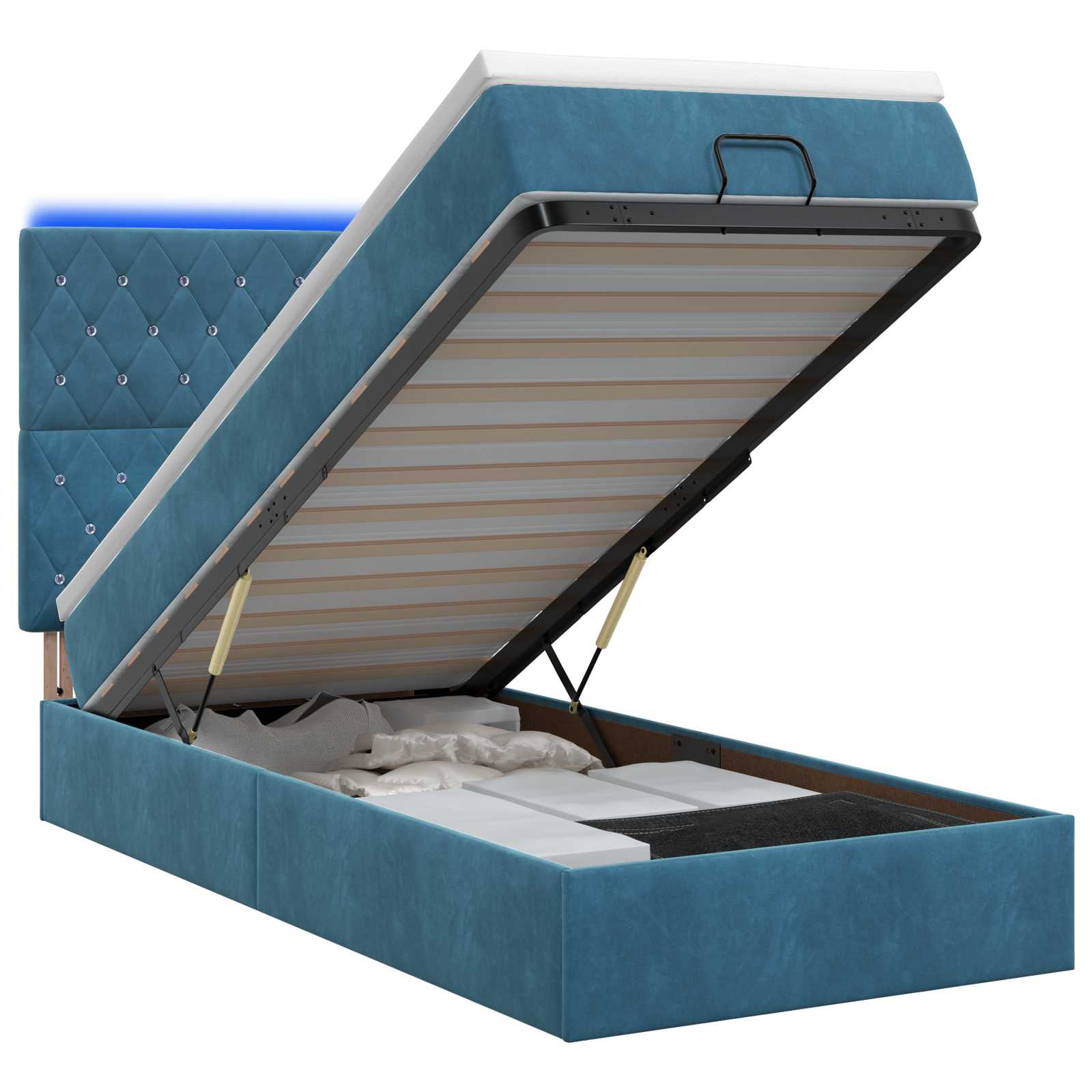 Krevet od pjene s madracem i LED-om Tamno plava 80 x 200 cm