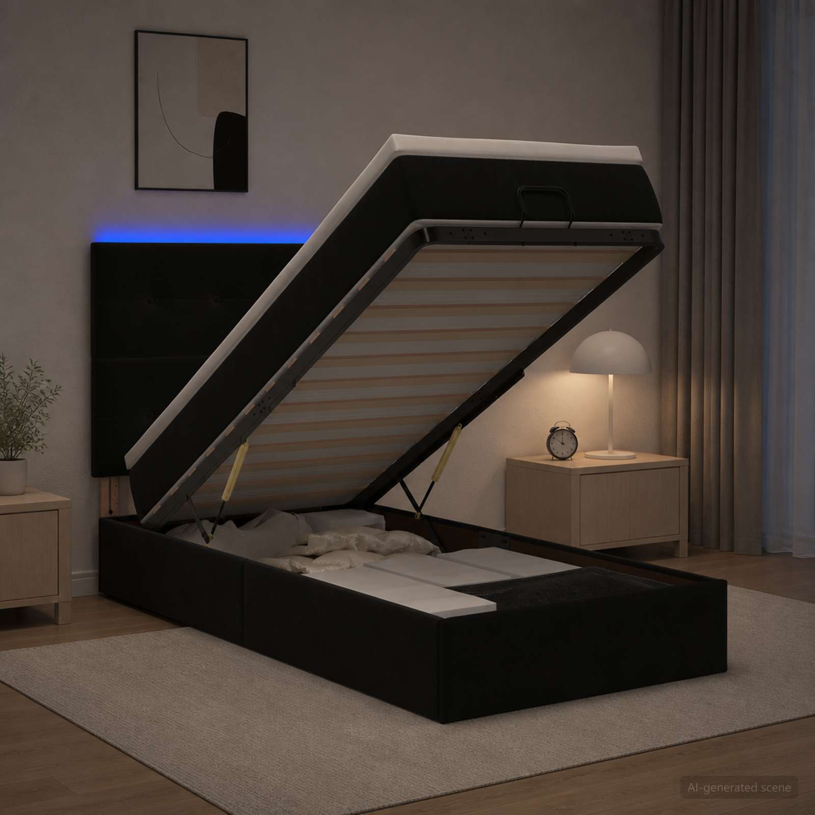 Krevet od pjene s madracem i LED-om Crna 80 x 200 cm Baršun