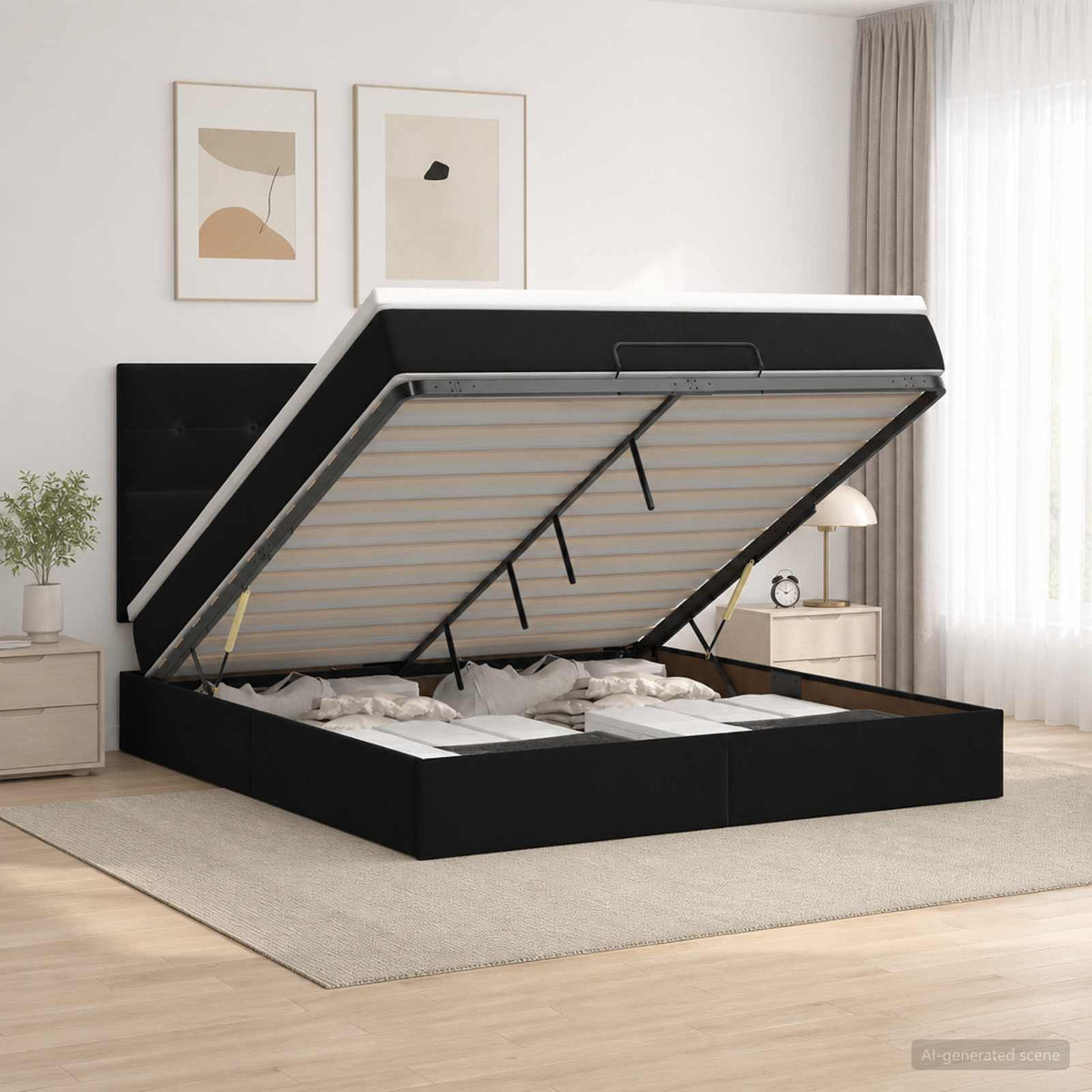 Podesivi krevet s madracem Crna 140 x 200 cm Baršun