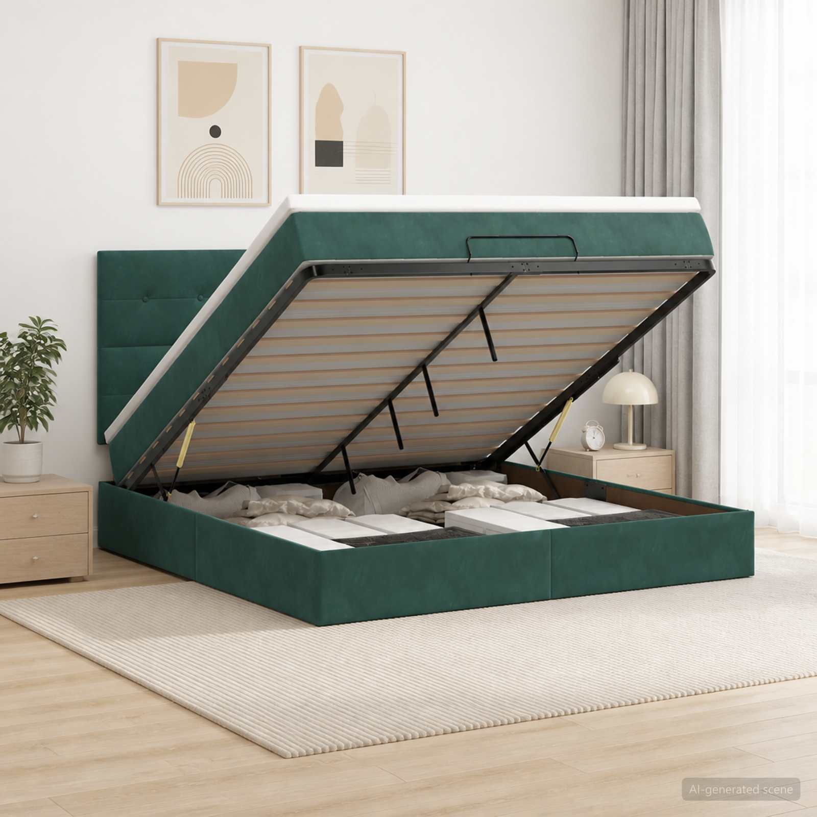 Krevet od pjene s madracem i LED-om Tamnozelena 140 x 190 cm