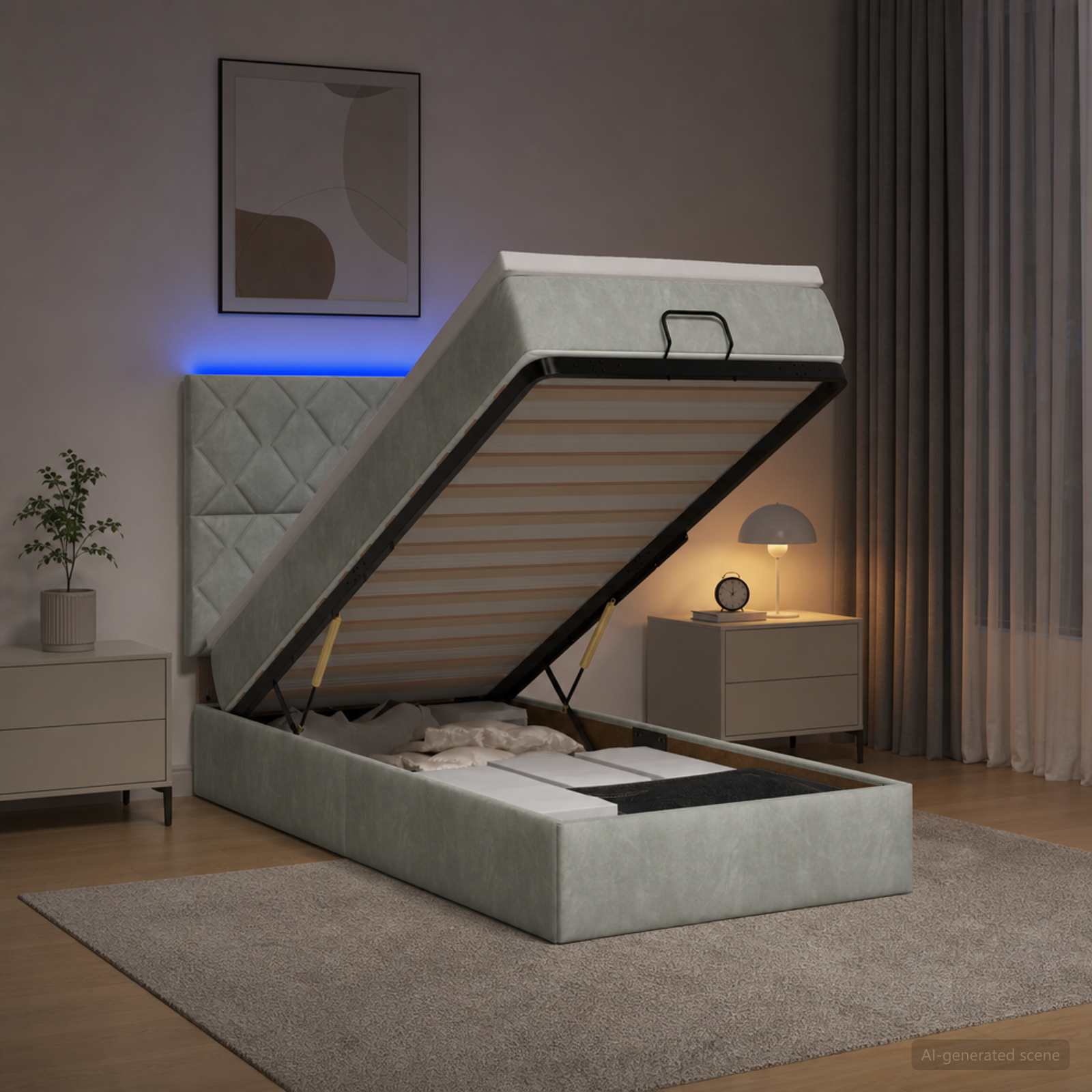 Krevet od pjene s madracem i LED-om Svjetlosiva 80 x 200 cm
