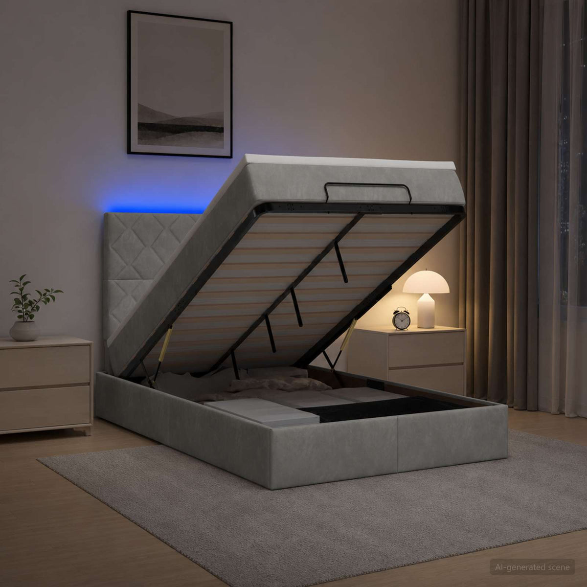Krevet od pjene s madracem i LED-om Svjetlosiva 120 x 190 cm